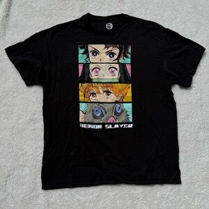Black Graphic T-Shirt with Anime Design